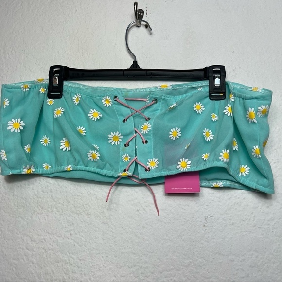 House of Aris Daisy Floral Lace-Up Tube Top - Picture 3 of 6